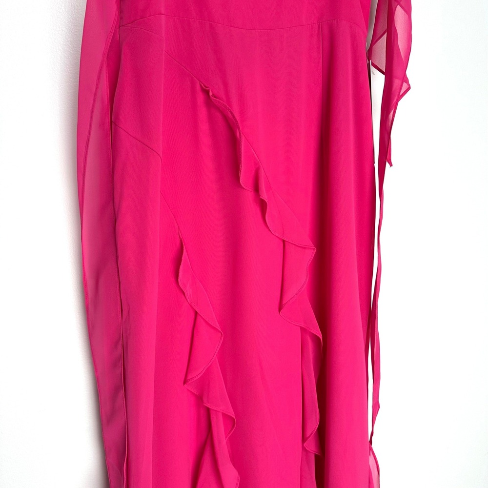 Barbie x Azazie 1001 Ruffle Maxi Dress Barbie Pink Formal Gown Size A8 NEW - Picture 10 of 15